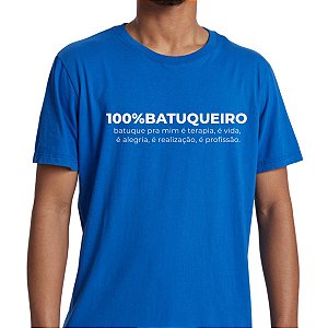 Camiseta #BoraBatucar Azul 100% Batuqueiro