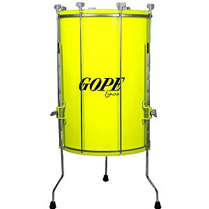 Surdo Gope 16" 60cm Madeira Luminix Amarelo Com Tripé OUTLET