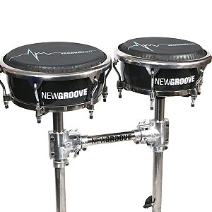 Congas Compactas New Groove 11.06 e 12.06 Par Preta com Rack Inox