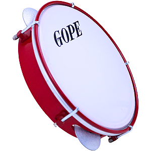 Pandeiro Gope 8" Iniciante Vermelho Pele Nylon OUTLET