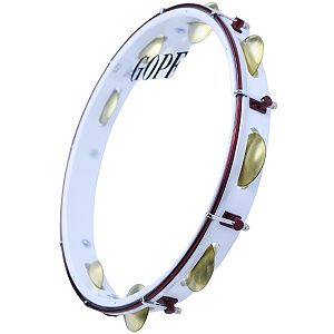 Pandeiro Gope 13'' Branco com Cereja Super Leve Cristal OUTLET