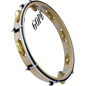 Pandeiro Gope 12'' Super Leve Madeira Aro Preto Cristal OUTLET