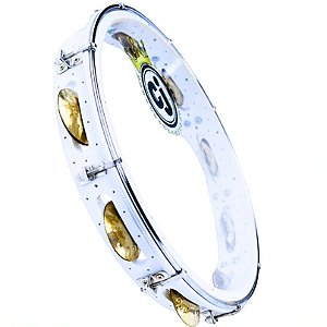 Pandeiro CJ 12" Queijinho Branco Madeira Cristal Artesanal