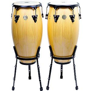 Congas Willians 11" e 11.75" Par Bachata Natural Wood c/ Suporte