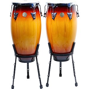 Congas Willians 11" e 11.75" Par Bachata Sunburst Wood c/ Suporte