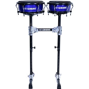 Congas Compactas NewGroove 11.06 e 12.06 Par Azul com Rack Preto Carbono