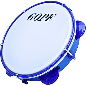 Pandeiro Gope 8" Azul Madeira Iniciante Pele Leitosa OUTLET
