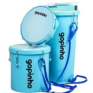 Kit Percussão Gopinho Reels Verde Pandeiro, Rebolo, Repique e Reco Infantil