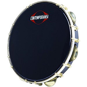 Pandeiro Contemporânea 10" Preto Tarraxa Dupla Dourado