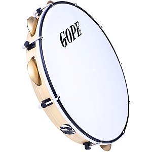 Pandeiro Gope 12" Envernizado G3 Super Leve Aro Preto Nylon