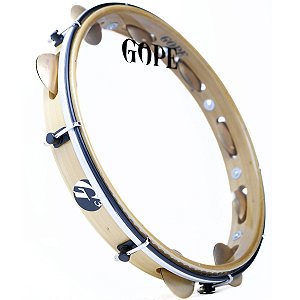 Pandeiro Gope 12" Envernizado G3 Super Leve Aro Preto Cristal