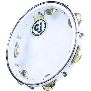 Pandeiro CJ 11" Queijinho Branco Madeira Cristal Artesanal