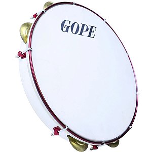 Pandeiro Gope 12" Branco Aro Cereja Profissional Porosa OUTLET