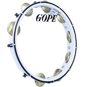 Pandeiro Gope 12" Branco Aro Preto Profissional Cristal OUTLET