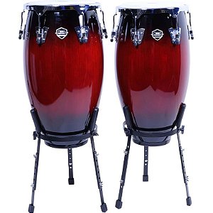 Conga Par D-One Columbia 11¾ e 12½ Red Black Burst c/Estante OUTLET