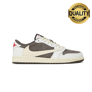 TÊNIS TRAVIS SCOTT x AIR JORDAN 1 LOW BLACK PHANTOM - MARFIM - PREMIUM