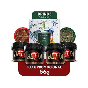Ração peixe kit Poytara Betta Black Line 56g pack promocional + brinde