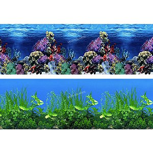 Painel fundo aquário grande dupla face enfeite 100x40cm PN05