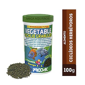 Ração Prodac Vegetable grão Cichlid Ciclídeos Herbívoro 100g