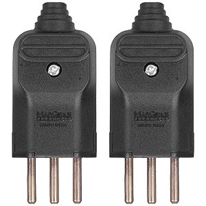 Plugue tomada Margirius 3 pinos finos 10a prensa cabo kit 2