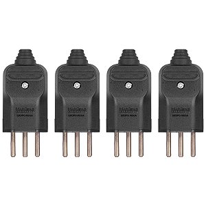 Plugue tomada Margirius 3 pinos finos 10a prensa cabo kit 4