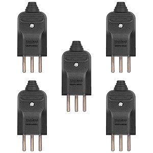 Plugue tomada Margirius 3 pinos finos 10a prensa cabo kit 5