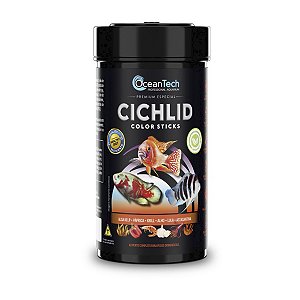 Ração peixes OceanTech Cichlid Color Sticks 75g realça cores ciclídeos