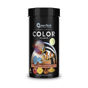 Ração peixes OceanTech Color Flakes 10g flocos realça cores universal