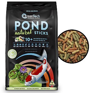 Ração peixes lago OceanTech Pond Natural Sticks 1,5kg carpas completa