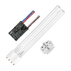 Lâmpada UVC germicida kit PL 18W 4P 2G11 22,5cm + reator + soquete