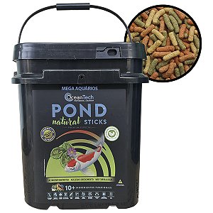 Ração carpas peixes lago OceanTech Pond Natural Sticks 1,7kg balde