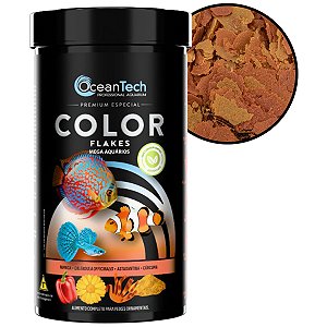 Ração OceanTech Color Flakes 200g Peixes Tropicais premium