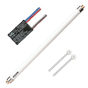 kit reator + soquete + lâmpada actínica UV-A 8W aquário marinho corais