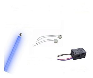 Kit Lampada 20w T8 Fluores Actínica Azul + Reator + Soquete