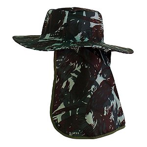 Chapéu de Pescador Camuflado Com Protetor Para Nuca Proteção Solar e Proteção contra insetos Camping Pesca