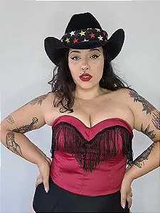 Top Dita Western Franja Preta