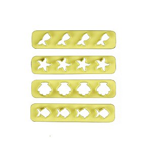 Kit Cortador Mini 4 Sereia, Peixe, Concha e Estrela do Mar