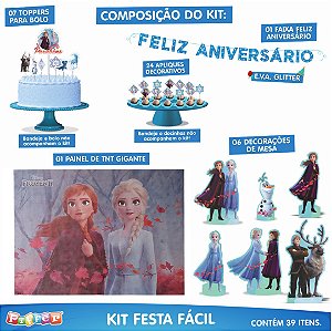 Kit Festa Fácil Decoração Aniversário 39 Pçs  - Frozen