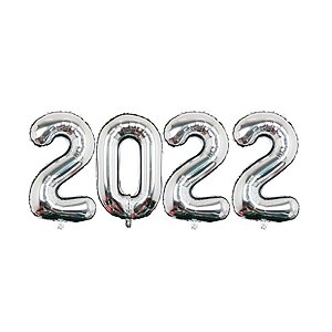 Kit Balão Metalizado Prata 2022 45cm - Ano novo 4 Peças