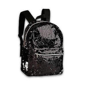 Mochila Escolar Costas Clio Girls Paetê Preto Infantil