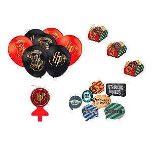 Kit Festa Harry Potter Bolas+vela+decoração+forminha+placas