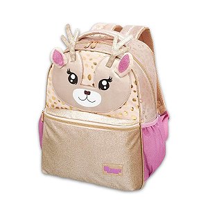 Mochila Costas Fofinha Pack Me Deer Com glitter Dourada