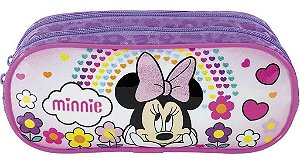 Estojo Duplo Escolar Minnie Mouse Material Infantil Lilás