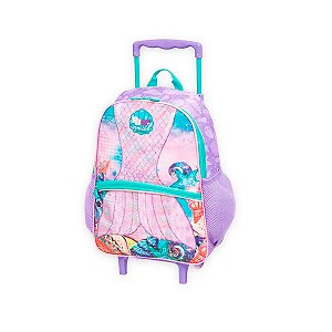 Mochila de Rodinhas Fundo do Mar Sereia Infantil Cor Lilás