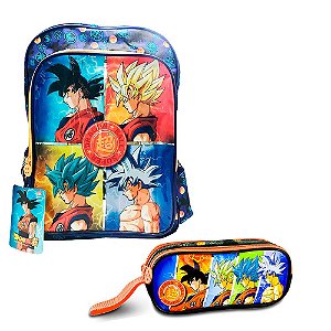 Kit Mochila Escolar + Estojo Dragon Ball Super Infantil