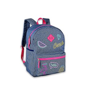 Mochila Escolar Costas Jeans You go girl Juvenil Cor Rosa