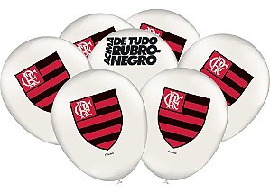 25 Un Balão Flamengo Branco Aniversario Decoração