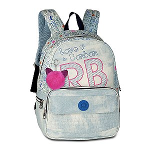 Mochila Escolar Rebecca Bonbon Jeans Azul Claro Feminina