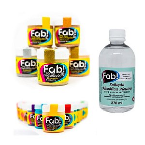 Kit Confeiteiro Fab 5 Pó Varias Cores + Alcool 270ml