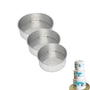Kit Forma De Bolo Redonda P M G Assadeira Para Confeitaria